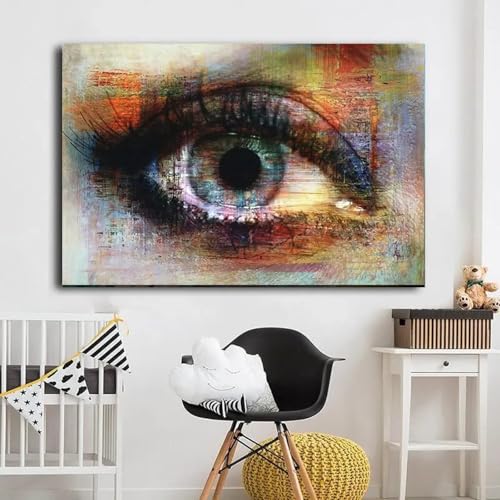 Toile d'art moderne abstraite œil grand format multicolore impression haute définition 60x90 - 2