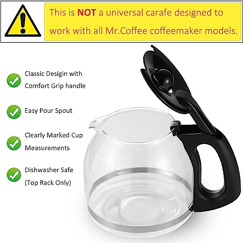 BESBARISTA 12-Cup Glass Replacement Carafe for Mr. Coffee Model #SK12, SK13, EHX23, JWX31, SJX23, SJX39 (Black, Replaces PLD12-RB) by BESBARISTA - Image 2