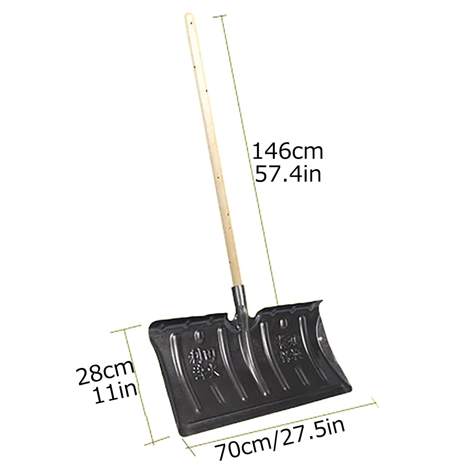Pala de Nieve, Cabeza de Pala, Palas cuadradas con Mango en T de Madera o Mango Recto, Palas de Nieve Resistentes y duraderas, ergonómicas, Fuerte Capacidad de Carga, para Coche, c