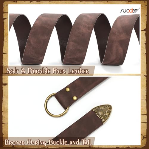 SUOSDEY Medieval Leather Belt Renaissance Pirate Viking Halloween Accessory Belt Women Men4