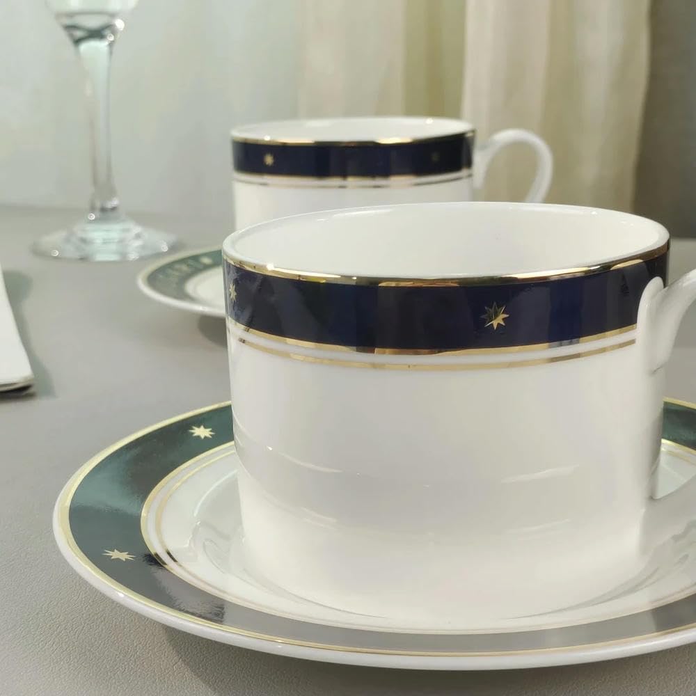 Ensemble de Tasses à Expresso Bleues 230 ML et soucoupes à café en céramique, Tasse Professionnelle pour Barista à Latte Art, Accessoire Exquis