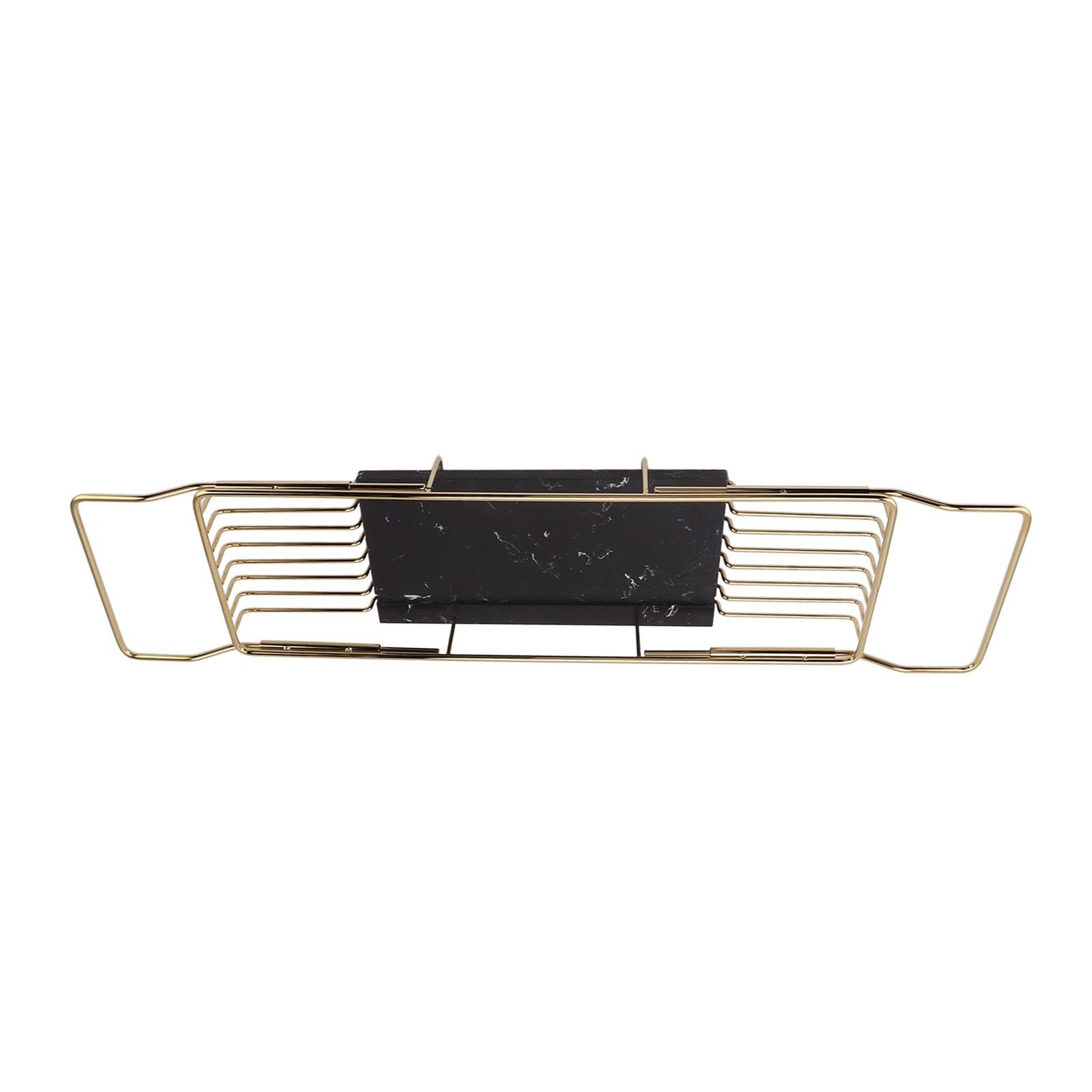 Semme Bandeja de Baño Bandeja de Bañera Dorada Expandible Estante para Bañera de Mármol y Metal con Diseño Antideslizante Expandible Multifuncional Que Ahorra Espacio Elegante Acabado Dorado y (Oro
