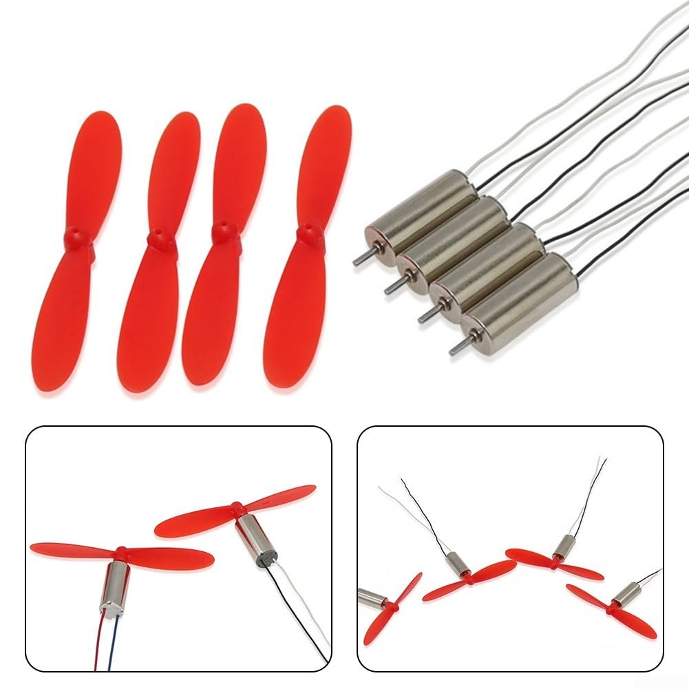 Motore CC Coreless da 7 x 16 mm, 3,7 V, 45000 giri/min, 4 pezzi con eliche da 46 mm, lame avanti e indietro, per droni fai da te, quadrirotori, UAV, aerei RC, progetti di modelli volanti