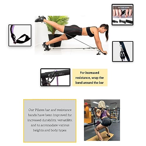 Kit de barra de pilates portátil com faixas de resistência para mulheres. Kit multifuncional de exer