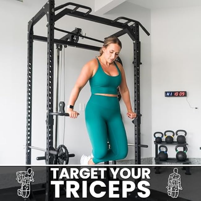 Synergee Dip Station Set of 2 Dip Bar Attachments for Power Racks. Compatible with 2x2 Tube Racks with 1 Holes. Max Capacity 350lbs.