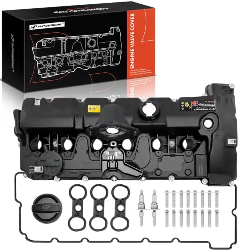 Image of A-Premium Engine Valve Cover Compatible with BMW Vehicles (11127552281) | Fits 2.5L 3.0L Engine - 125i, 128i, 130i, 323i, 328i, 525i, 528i, 530i, X3, X5, Z4 - E60 E70 E82 E83 E84 E89 E90 E92