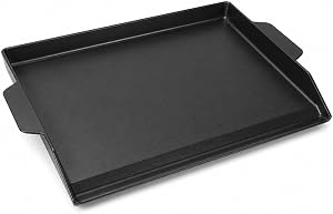 KEESHA 23" x 16" Enameled Cast Iron Griddle for BBQ Gas Grills and Stoves | No Pre Seasoning Needed; Tall Sidewalls; Sturdy Warp-Resistant; Even Heat Distribution; Food-Grade Enamel; Healthy Cooking