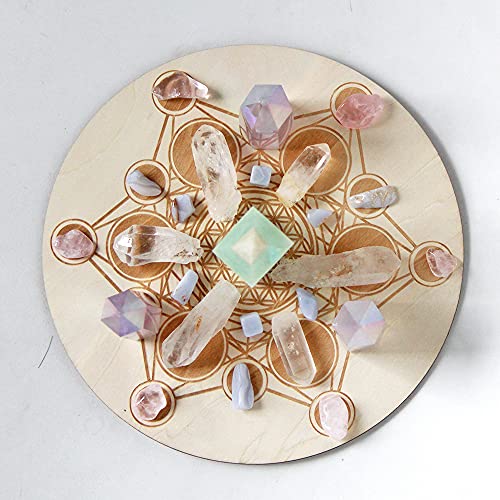 Wood Crystal Grid Altar Chakra Crystal Healing Sacred Geometry Metatron's Cube Witchcraft (E) - Image 3