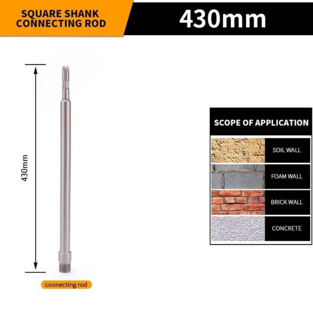 1 Uds. Broca de martillo de sierra perforadora de pared de hormigón de 30-150mm con herramienta cortadora de piedra de cemento de eje redondo, 430mm, cuadrado
