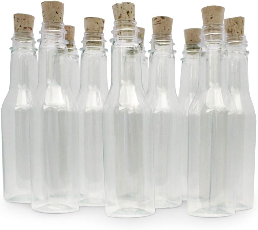20 Plastic Bottles & Corks for Message in a Bottle Invitations
