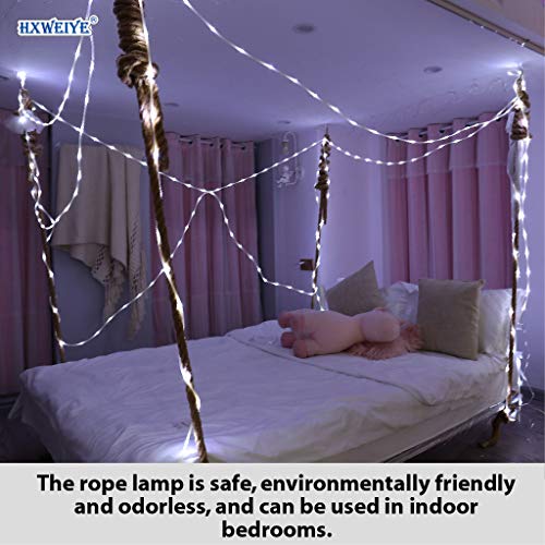 HXWEIYE Upgrade Rope Lights for Bedroom, White 120LED String Light Outdoor with 16 Clips on Wall, Timer & 8 Modes, 40Ft USB Powered Fairy Lights Waterproof for Garden, Pool, Camping, Christmas Decor