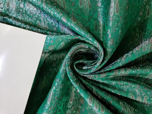 Brocart de soie jacquard vert mer BRO894[7] tissu au mètre 111,8 cm