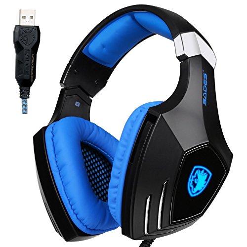 Sades AW80 USB Stereo Gaming Headset Over Ear with Mic Noise Reduction Bass Vibration Volume Control LED for PC Computer MAC(Black) Sades AW80 USB Stereo Gaming Headset Over Ear with Mic Noise Reduction Bass Vibration Volume Control LED for PC Computer MAC(Black)