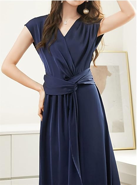 Amazon.co.jp: [ZHENGTU] [CAIXINGYI]vネックワンピース シルク 