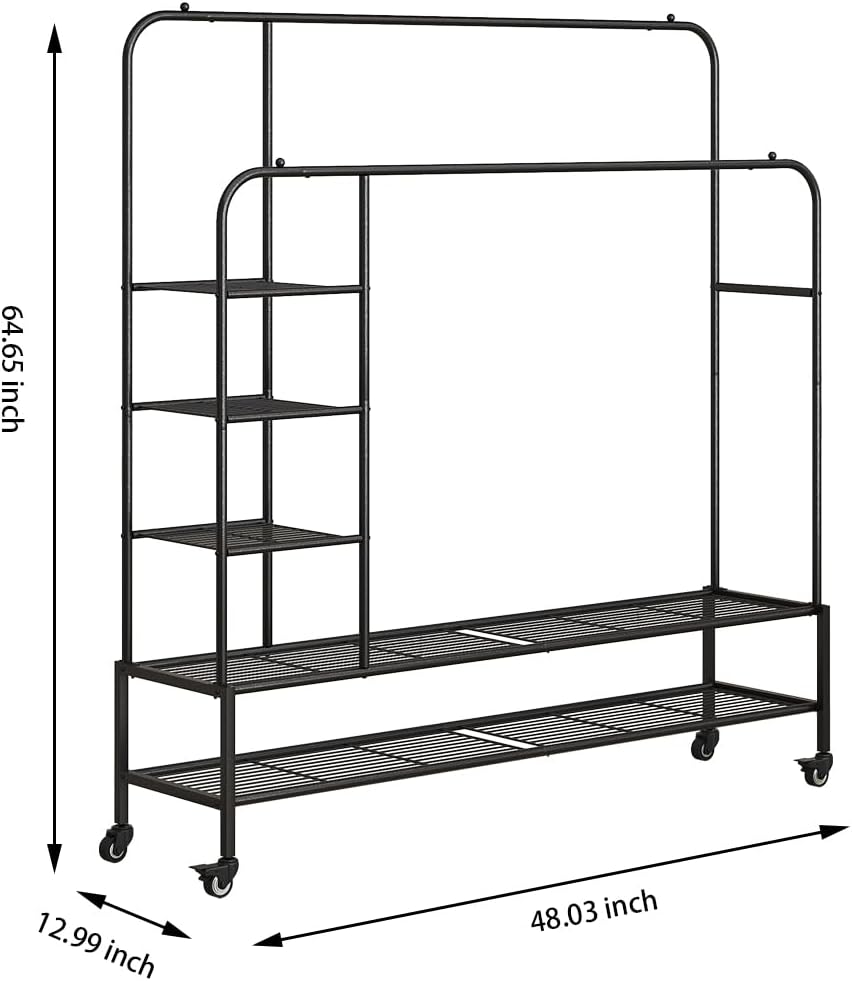 Diagram showing the dimensions of the SUOERNUO Garment Rack