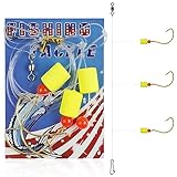 6 Pack Pompano Rigs Surf Fishing Rigs Saltwater Triple Drop Pompano Rigs with Snell Floats Circle Hooks Beads Pre-Rigged Saltwater Fishing Rigs Tackle for Beach Surf Pier Jetty