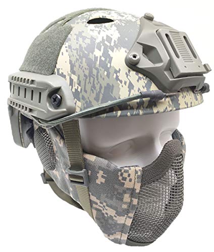 Tactical Airsoft Fast Helmet Pj Type And Metal Mesh Guard Foldable Double Straps Protect Ear Acu #TOP6