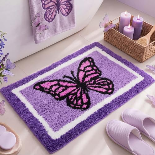 Boao Purple Butterfly Bath Mat