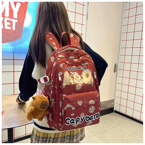 Capybara Backpack Nylon Funny Large Capibara Bag Kawaii Capivara Cute Kapibara Bag Capy Bara Cappy Barra Daypack (Pink)3