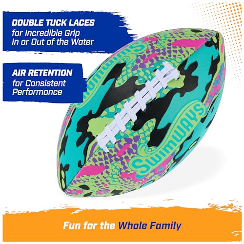Image of Swimways Hydro Waterproof Football, Outdoor Games for Adults and Kids, Swimming Pool Accessories and Pool Party Games,9.25 Inches, Green