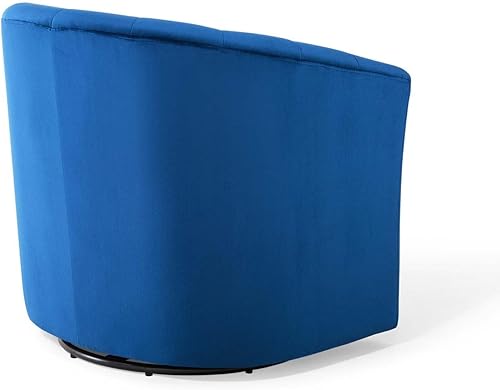 Miniatura 3 de Modway Sillón giratorio de terciopelo Prospect Channel copetudo, color azul marino