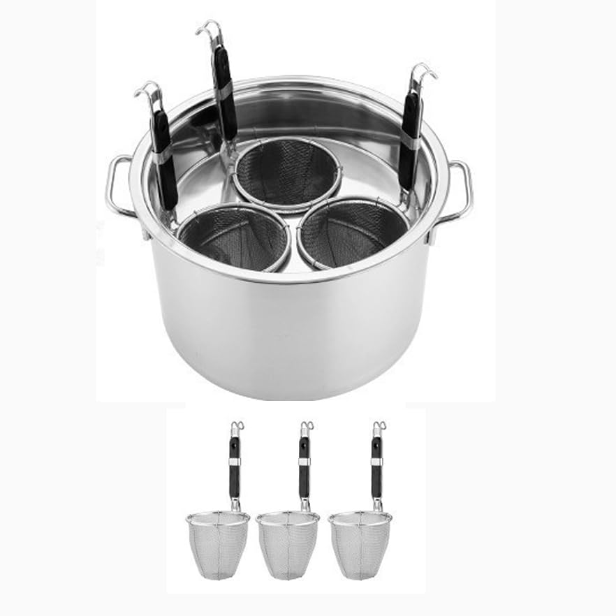 SAeWare Juego de 3 agujeros para cocina de pasta de acero inoxidable comercial con divisor y colador para el hogar, cocina y restaurante, B-3 agujeros