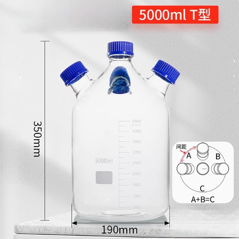 Botella de almacenamiento de líquidos marrón, con orificio for tornillos de cuatro orificios for cromatografía y gestión de líquidos residuales, 1 ud.(White,5000ml)