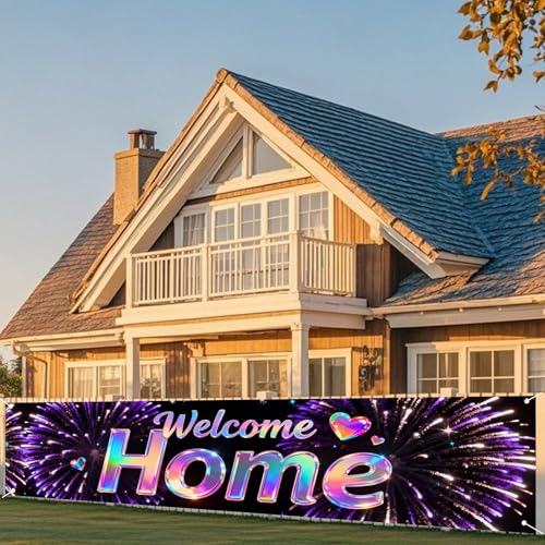 Image of Nuxovilar Welcome Home Banner Rainbow Holographic 17.7x78.7 Polyester