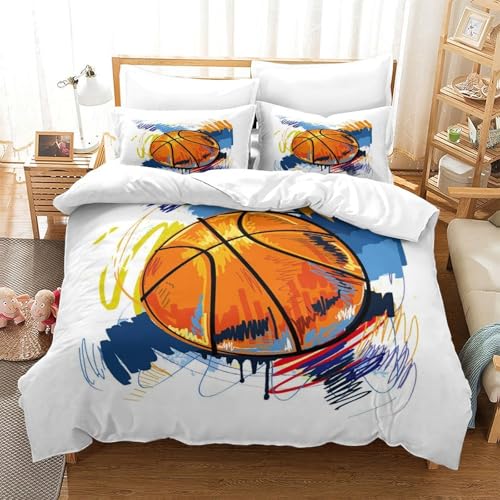 Housse de couette basket 135x200 microfibre douce anti-plis avec fermeture éclair - 3