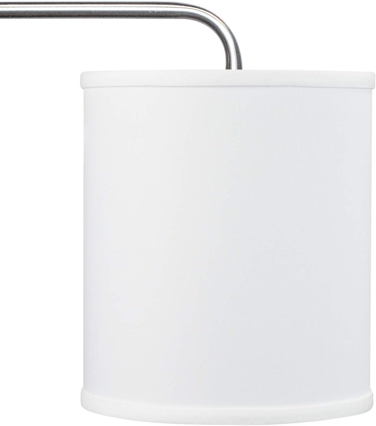 FenchelShades.com 6" Top Diameter x 6" Bottom Diameter x 7" Height Fabric Drum Lampshade with European Attachment with 0.5" Drop (Linen White, Small Trim)
