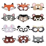 Dlazm 12 Pieces Forest Friends Felt Animal Mask for Birthday Party Favors
