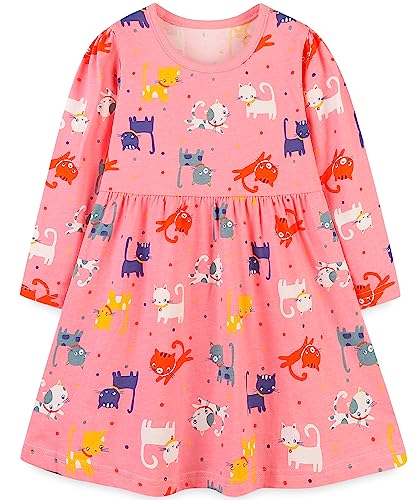 Bumeex Toddler Girl's Long Sleeve Dresses 2-7Y