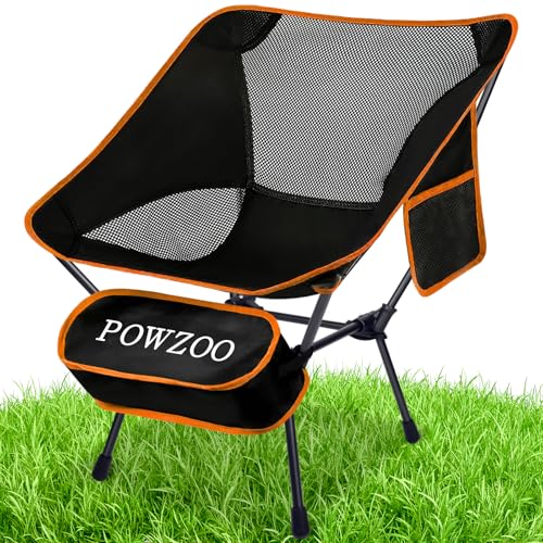 POWZOO Silla Plegable de Camping Ultraligera, Silla Playa Plegable Portátil Compacta 120kg con Bolsa, Silla Reforzada para Jardín, Pesca, Senderismo, Viajes, Acampada, Actividades al Aire Libre
