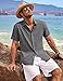 COOFANDY Men's Beach Linen Shirt Business Shirts Fitted Casual Shirt Short Sleeve Summer Vacation Dark Grey