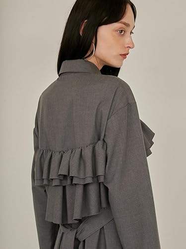 Amazon.co.jp: [スタイリング/] ラッフル シャツワンピース