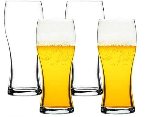 Bendbo Beer Glasses Set of 4, 16 oz Pilsner Beer Pint Glasses, Classics Craft Wheat Beer Glasses Drinking Set, Beer Mug Glassware Gift for Men