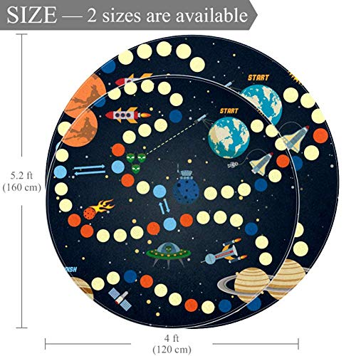 Tapis rond de salon chambre 120cm tissu polyester multicolore antidérapant - 3