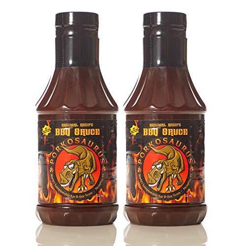 Porkosaurus World Champion Memphis BBQ Sauce: Sweet & Tangy Barbecue Flavor, NO High Fructose Corn Syrup & Gluten-Free (22oz 2 Pack)