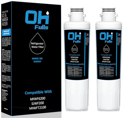 OHFULLS MIWF6200 Water Filter Replacement Compatible with Midea MIWF6200 Sharp SJWF200 SJG2254FS Thor Kitchen WF200 MIWFT2100 MRS26D5AST MF-2008-R2 RFM-W-36 2-Filters Included