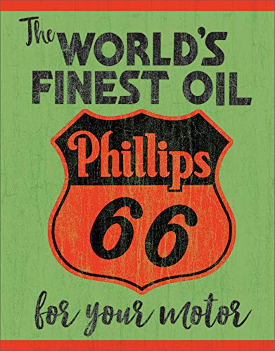 Desperate Enterprises Phillips 66 - World's Finest Tin Sign - Nostalgic Vintage Metal Wall Decor - Made in USA - 12.5" W x 16" H