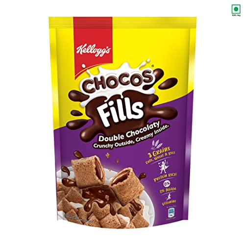 Image of Kellogg's Crunchy Granola Almonds & Cranberries 140g 24% Multigrain Breakfast Cereal + Kellogg's Chocos Fills Double Chocolaty, 3 Grains: Oats, Wheat & Rice, Protein & Vitamin Rich, 0% Maida