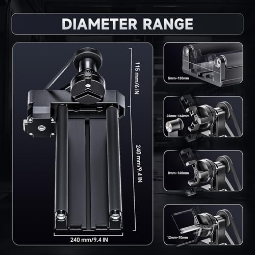 YOOPAI D1 4-in-1 Laser Rotary Roller, Suitable for Most Frame-Type Laser Engraving Machines, with 2 Types of Claws and Pins, Used to Engrave Cylindrical, Spherical, Ring-Shaped Objects - Image 5