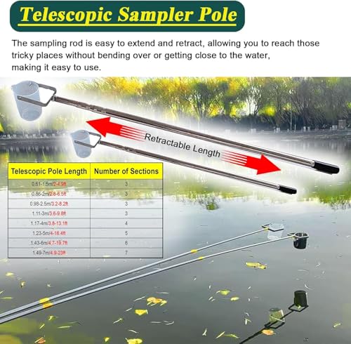 Vasos telescópicos de agua 500ml muestreador extensible 4m para control de vertidos 5