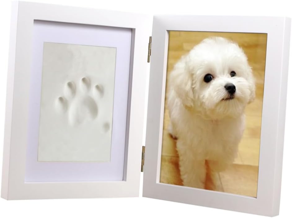 Yardwe Pet Paw Print Keepsake Photo Frame Air-Drying for Dogs and Cats Memorial Picture Frame for Pet Loss Easy to Use