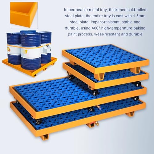 XBTGS Palé modular industrial de contención de derrames con salida de drenaje, plataforma resistente a prueba de fugas para tambores de aceite y almacenamiento de productos químicos en almacenes y kit