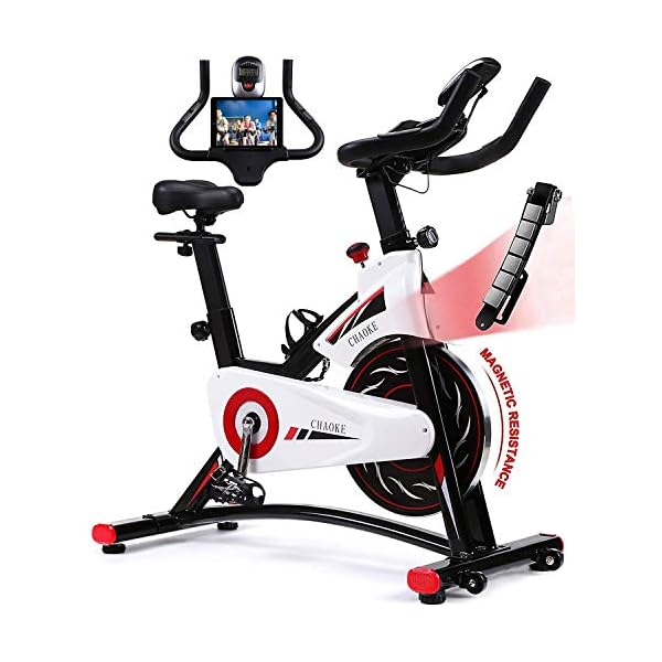 Exercise Bike Stationary, CHAOKE Indoor Cycling Bike with Heavy Flywheel, Comfortable Seat Cushion, Silent Belt Drive, LCD Monitor for Home Gym Cardio Workout Training