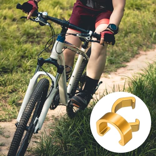 HARFINGTON 10pcs Bicycle Cable Clamps C-Clips Aluminum Alloy Housing Hose Guide U-Clips Brake Derailleur Shifter for MTB Road Bike, Gold