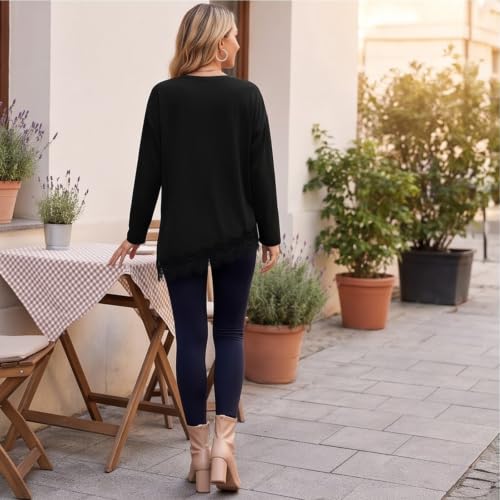 Lace Blouses for Women Trendy Relaxed Fit Lightweight Y2K Fall Tops - image 8