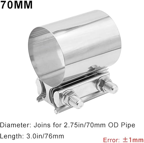 Miniatura 2 de Abrazadera de escape de 3", acoplador de manga de abrazadera de marca de junta a tope Acero inoxidable OD 3" tubo a OD 3" tubo