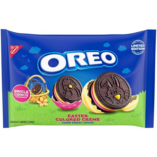 OREO Pink and Yellow Creme Chocolate Sandwich Cookies, Limited Edition Easter Cookies, 14 Snack Packs (1 Per Pack)
